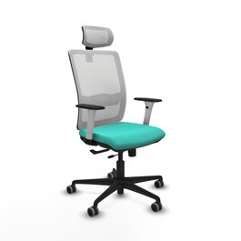 PIQUERAS Y CRESPO Silla de oficina Haches con mecanismo Sincro/Traslack Turquesa y Blanco