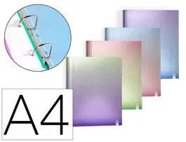 Carpeta De Anillas Carchivo Metal Gradient Carton Plastificado Brillo A4 4 An.Mixta 40Mm Surtido (4 Col.) (Set de 8)