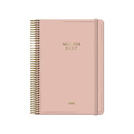 DOHE Agenda Velvet Anual 2027 Rosa con Espiral y Goma