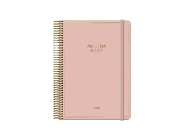 DOHE Agenda Velvet Anual 2027 Espiral Rosa