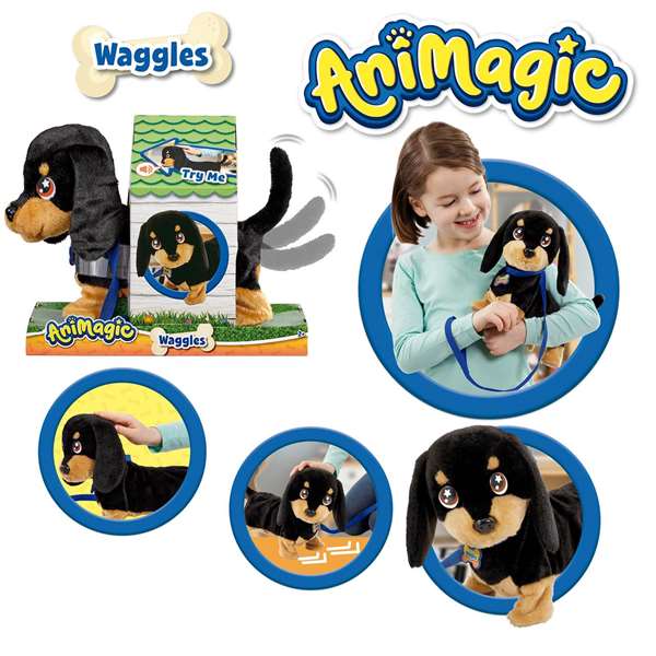 Bizak Mi Perrito Salchicha Waggles. Presiona su cabeza y ladra. Juguete interactivo, 2 años. Pilas incluidas.