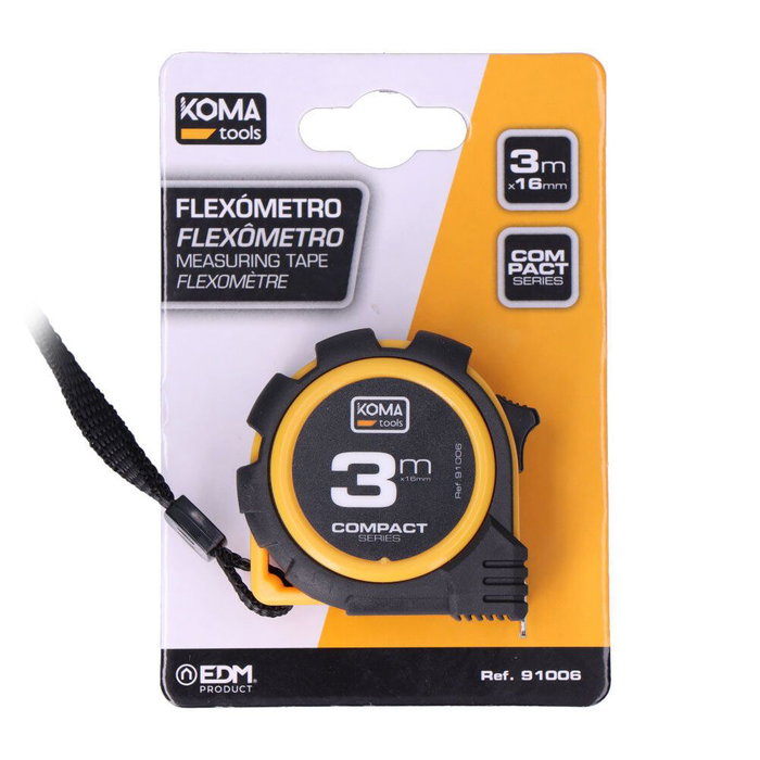 Koma Tools Flexómetro Compact 3 m x 16 mm Cuerpo ABS Antideslizante Herramienta de Medición Koma Tools Flexómetro Compact 3 m x 16 mm Cuerpo ABS Antideslizante Herramienta de Medición