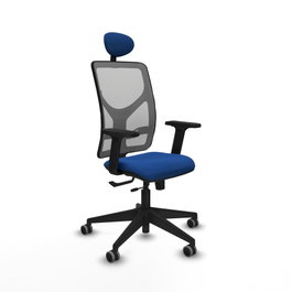 PIQUERAS Y CRESPO Silla de oficina Motilla con mecanismo Sincro/Traslack, Azul y Gris