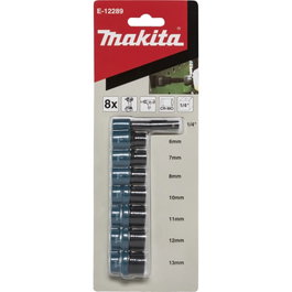 Makita Juego de dados de 8 piezas con accionamiento cuadrado de 1/4 pulgada