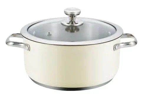 Haeger PA-28H.013A Olla Sopera de Acero Inoxidable 28 cm con Tapa de Vidrio, para Cocinas de Inducción, Cerámica, Gas, Eléctrica y Halógeno