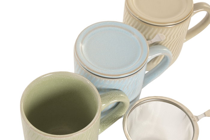 DKD Home Decor Mug Infusiones Moderno Verde Azul 360ml 6 Unidades