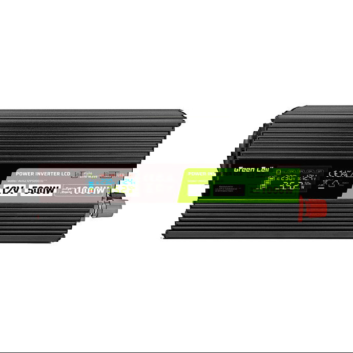 Green Cell KFZ Power Inversor para Coche 12V a 230V 500W/1000W con Pantalla LCD