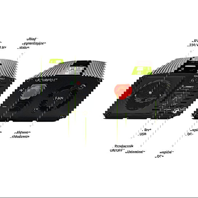 Green Cell KFZ Power Inversor para Coche 12V a 230V 500W/1000W con Pantalla LCD