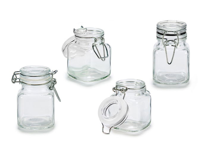 Vivalto Set 5 Tarros Cierre Hermetico 90 ml Vidrio Transparente 30x8x6 cm (Set de 12)