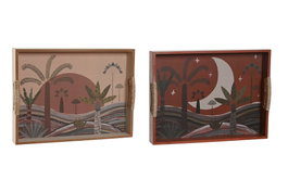 DKD Home Decor Bandeja MDF Calima 2 Surtido 40x30x5 cm en Terracota y Beige