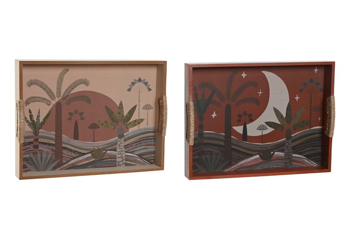 DKD Home Decor Bandeja MDF Calima 2 Surtido 40x30x5 cm en Terracota y Beige DKD Home Decor Bandeja MDF Calima 2 Surtido 40x30x5 cm en Terracota y Beige