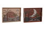 DKD Home Decor Bandeja MDF Calima 2 Surtido 40x30x5 cm en Terracota y Beige