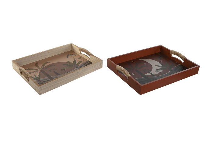 DKD Home Decor Bandeja MDF Calima 2 Surtido 40x30x5 cm en Terracota y Beige DKD Home Decor Bandeja MDF Calima 2 Surtido 40x30x5 cm en Terracota y Beige