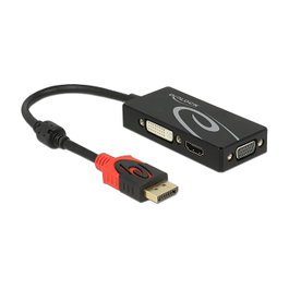 DeLOCK Adaptador DisplayPort 1.2 a VGA/HDMI/DVI 4K Negro