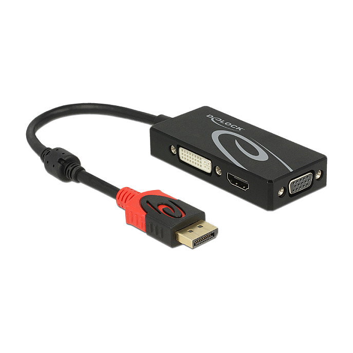 DeLOCK Adaptador DisplayPort 1.2 a VGA / HDMI / DVI 4K Negro DeLOCK Adaptador DisplayPort 1.2 a VGA / HDMI / DVI 4K Negro