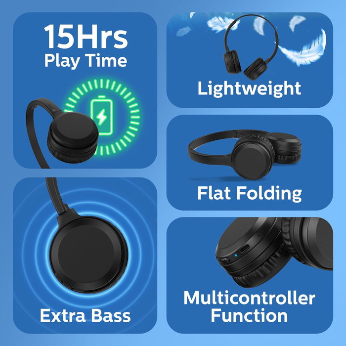 Philips TAH1108BK Auriculares Inalámbricos de Diadema Negros Philips TAH1108BK Auriculares Inalámbricos de Diadema Negros