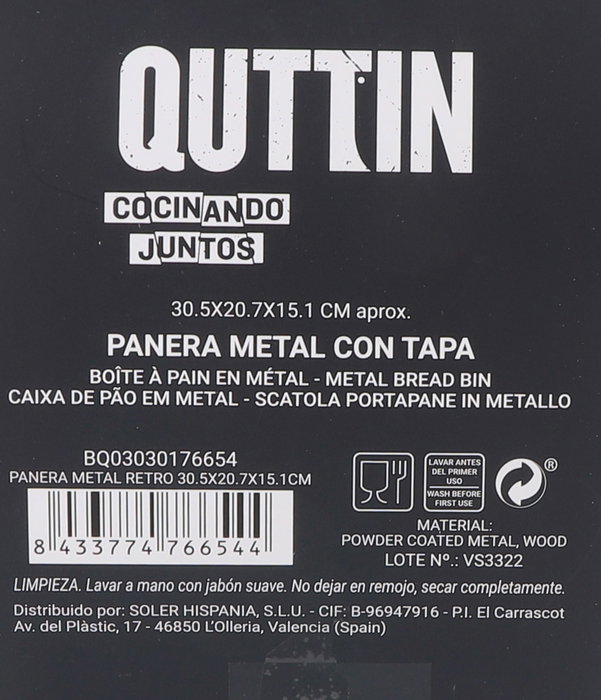 Quttin Panera Metal Retro Pack de 4 Unidades