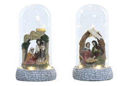DKD Home Decor Nacimiento Navidad Tradicional Multicolor 4 Unidades 10 x 21 x 10 cm Cristal Led