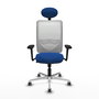PIQUERAS Y CRESPO Silla de oficina Zulema con mecanismo Sincro, Azul y Blanco