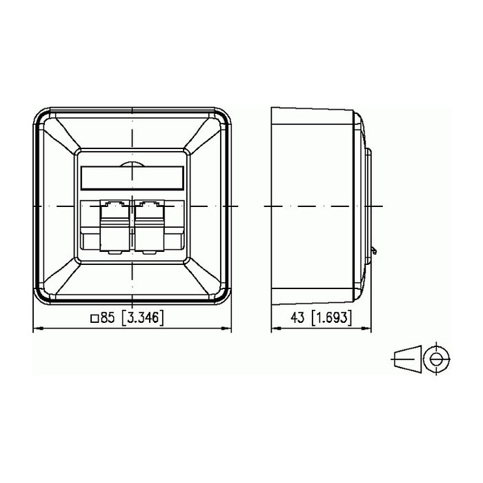 METZ CONNECT C6 8/8(8) AP Anschlussdose Cat.6 RJ-45 Blanco, BTR NETCOM 1307380002-I