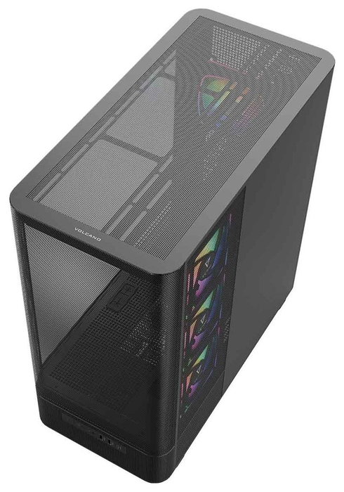 Modecom Volcano AQ400 ARGB Mid Tower Caja PC Negra, Ventiladores ARGB, Pantalla LCD 6.2"
