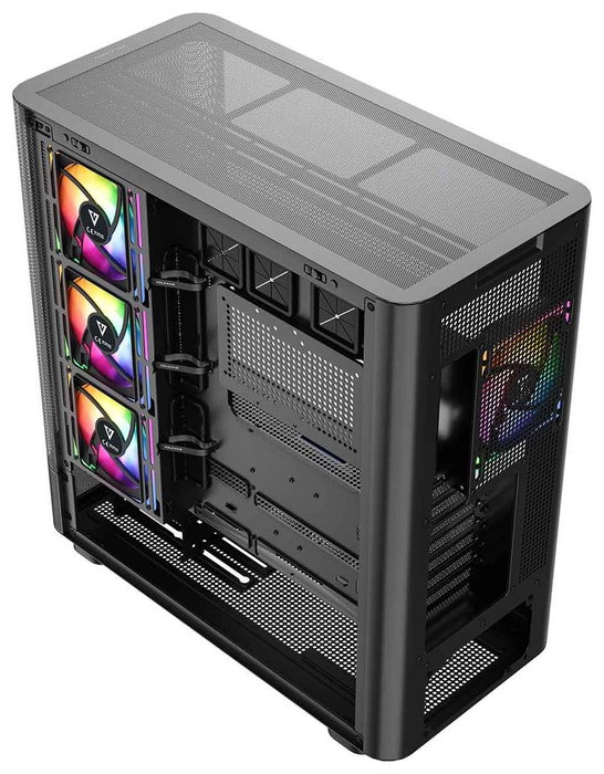 Modecom Volcano AQ400 ARGB Mid Tower Caja PC Negra, Ventiladores ARGB, Pantalla LCD 6.2"