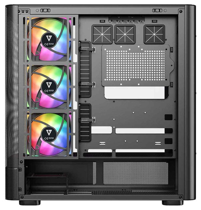 Modecom Volcano AQ400 ARGB Mid Tower Caja PC Negra, Ventiladores ARGB, Pantalla LCD 6.2"