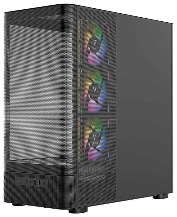 Modecom Volcano AQ400 ARGB Mid Tower Caja PC Negra, Ventiladores ARGB, Pantalla LCD 6.2"