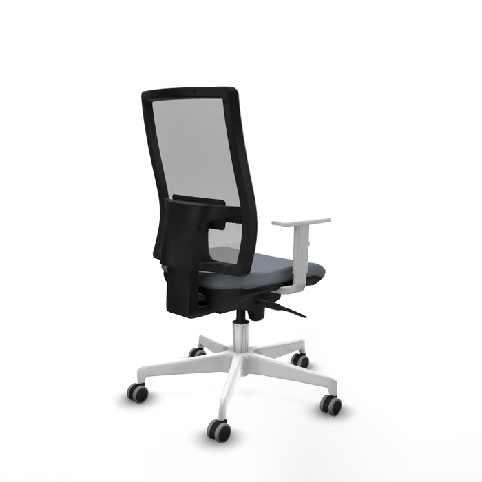 PIQUERAS Y CRESPO Silla de oficina Horna Gris con Mecanismo Sincro y Reposabrazos Blancos