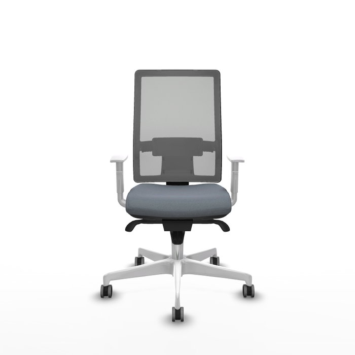 PIQUERAS Y CRESPO Silla de oficina Horna Gris con Mecanismo Sincro y Reposabrazos Blancos