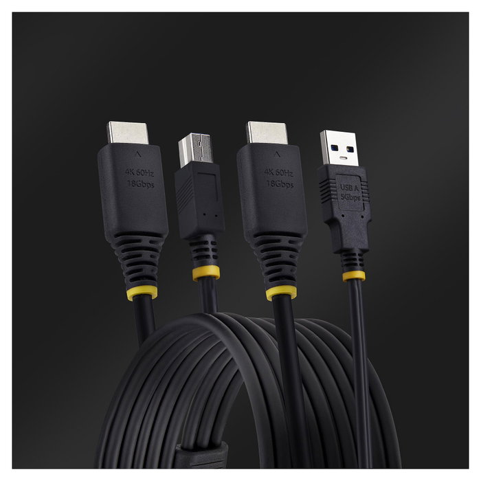 StarTech Cable KVM HDMI y USB 3.2 Gen 1 de 3,1 m, 4K 60Hz, Negro