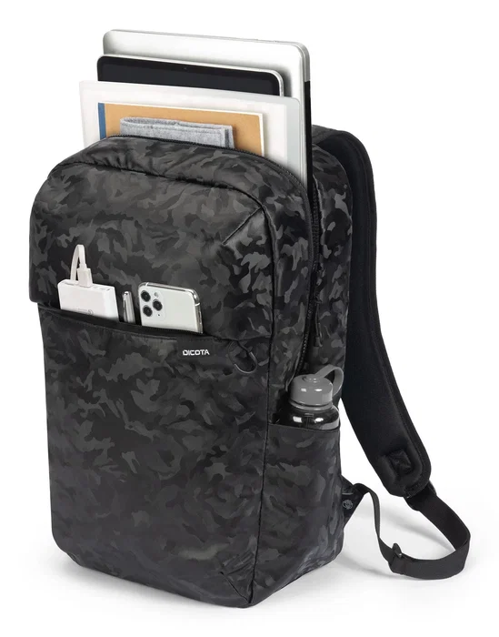 Dicota D32126 Mochila Informal de 16 Litros en Camuflaje para Portátil de hasta 16", Poliéster, Resistente al Agua, 600D, Cremallera