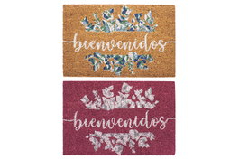 DKD Home Decor Felpudo Básicos Marron Rosa Fibra coco Goma 40 x 60 cm (2 Unidades)