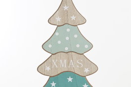 DKD Home Decor Decoración Navidad Tradicional Azul Rojo Madera Árbol 8 x 45 x 19 cm (6 Unidades)