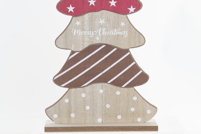 DKD Home Decor Decoración Navidad Tradicional Azul Rojo Madera Árbol 8 x 45 x 19 cm (6 Unidades)