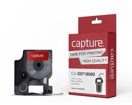 Capture S0718060 D1 Cinta de Poliéster Permanente Negro sobre Blanco 12mm x 5,5m