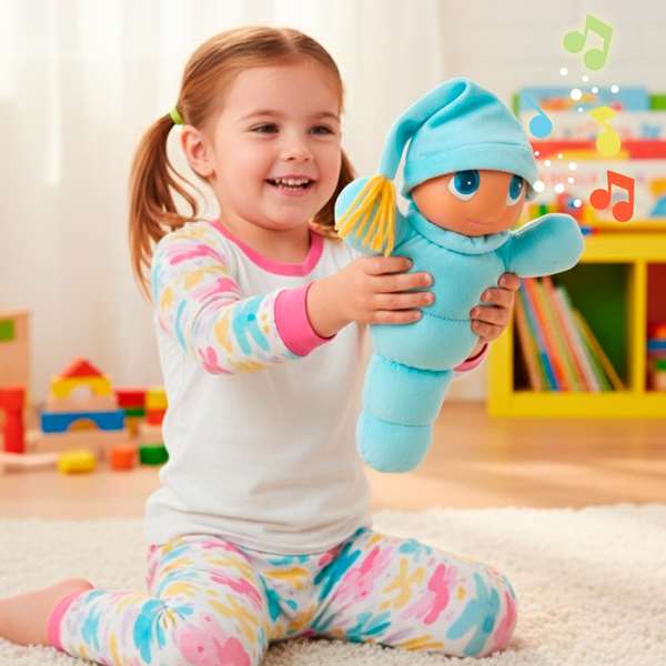 Molto Gusy Luz Efecto Arcoiris - Peluche con Luces y Sonidos en Español/Inglés, Pilas AA Incluidas, Medidas 33.5 x 34.5 x 10.7 cm