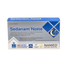 COBAS Sedanam Notte 30 Comp. Complemento alimenticio relajante con Escutelaria, Valeriana, Pasiflora, Ashwagandha, Espino Blanco y Melatonina para calidad del sueño