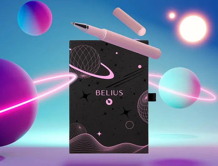 Belius Space B Roller y Funda Similpiel Rosa Tinta Azul 0.7mm Caja Diseño