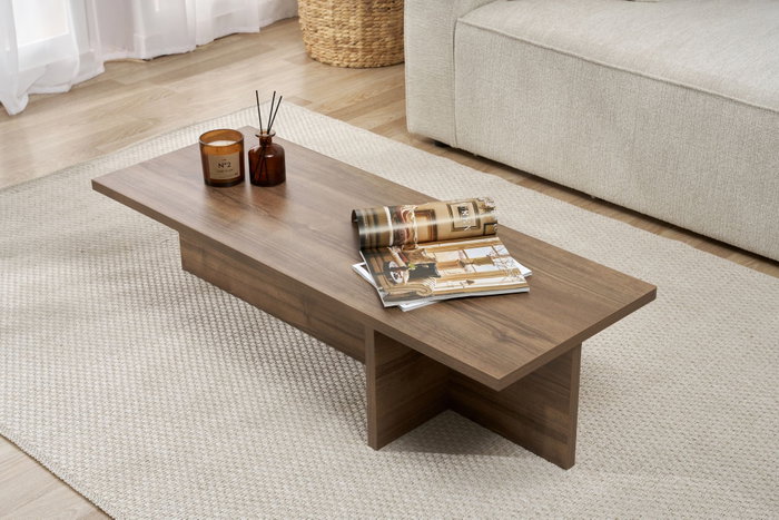 Nordure Mesa de Café Nórdica de Nogal con Tablero de Melamina, 120x30x45cm Nordure Mesa de Café Nórdica de Nogal con Tablero de Melamina, 120x30x45cm