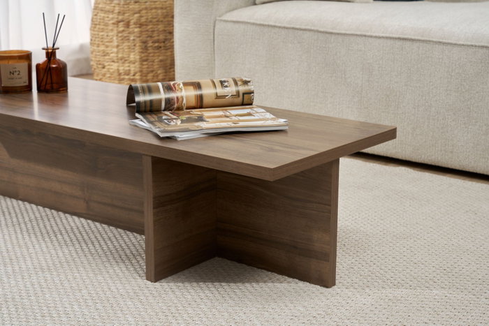 Nordure Mesa de Café Nórdica de Nogal con Tablero de Melamina, 120x30x45cm Nordure Mesa de Café Nórdica de Nogal con Tablero de Melamina, 120x30x45cm