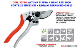 ALTUNA Tijera de poda Pro de una mano con mango ergonómico y fibra