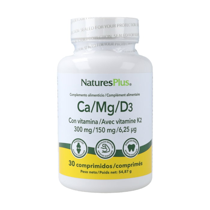 Natures Plus CA/MG/D3+K2 30 comprimidos - Calcio, Magnesio, Vitamina D3 y K2, Complemento Alimenticio Natures Plus CA/MG/D3+K2 30 comprimidos - Calcio, Magnesio, Vitamina D3 y K2, Complemento Alimenticio