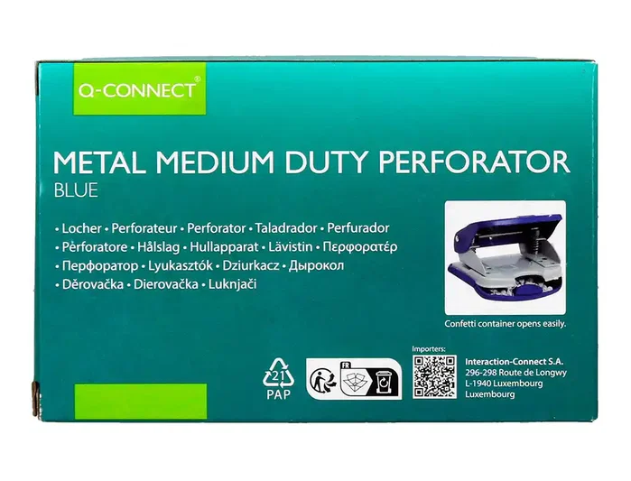 Q-connect Taladrador KF14218 azul capacidad 20 hojas