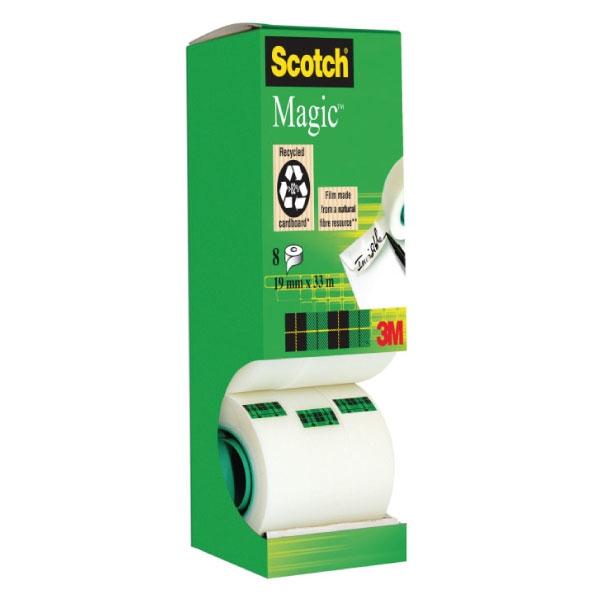 Scotch Cinta Adhesiva Magic Invisible 19mm x 33m (Pack de 8)