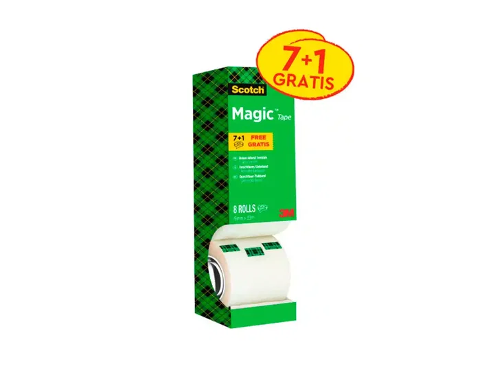 Scotch Cinta Adhesiva Magic Invisible 19mm x 33m (Pack de 8)
