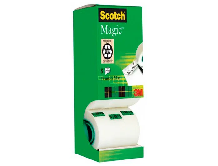 Scotch Cinta Adhesiva Magic Invisible 19mm x 33m (Pack de 8)