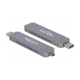 DeLOCK 42616 Caja Externa para SSD M.2 NVMe PCIe, USB 3.2 Gen 2 Tipo-C y Tipo-A, 10 Gbit/s, Metal Plata