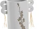 DKD Home Decor Jarrón de Gres Blanco y Beige Hecho a Mano 15x10x22 cm