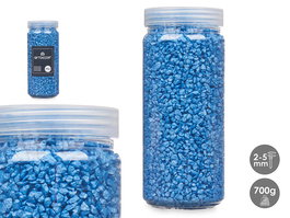 Giftdecor Bote de Piedras Decorativas Metalizadas, Tamaño 2-5 mm, Peso 700 g, Color Azul, Dimensiones 6.5 x 15.5 x 6.5 cm (Set de 12)